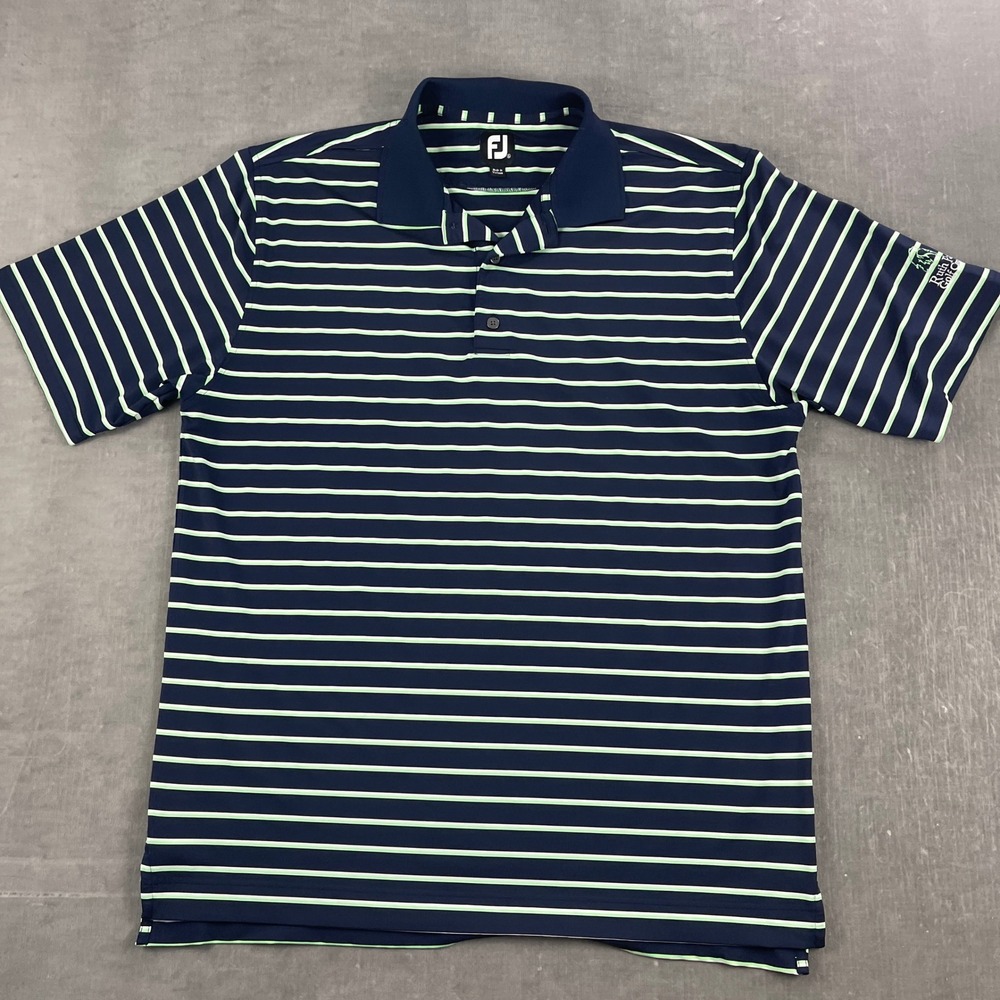 FootJoy Mens XL Navy Striped Polo Shirt Ruth Park Golf Course Performance